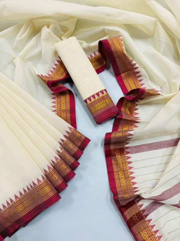 Pure Cotton Tangail Woven Saree (P-2947) - Image 3
