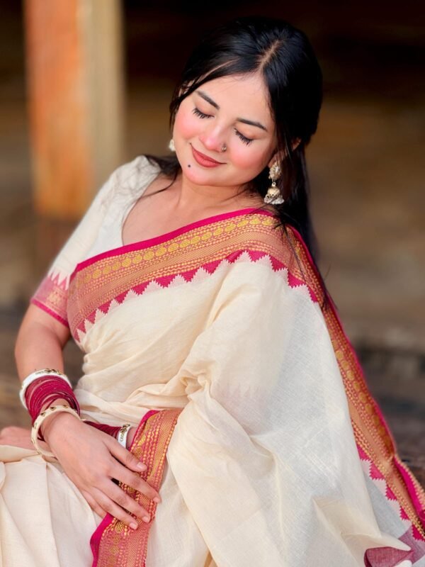 Pure Cotton Tangail Woven Saree (P-2948) - Image 3