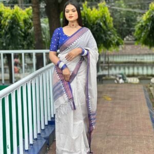 Elegant 100% pure cotton saree – soft, breathable, and perfect for any occasion (P-3061)