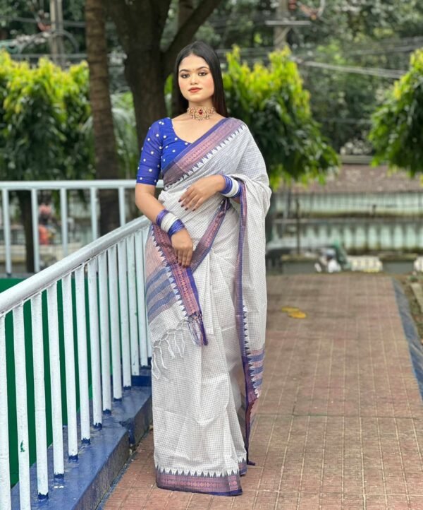 Elegant 100% pure cotton saree – soft, breathable, and perfect for any occasion (P-3061)