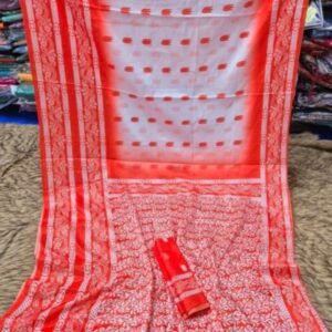 Exquisite Chanderi silk saree – lightweight, elegant, and perfect for festive occasions. (P-3062)