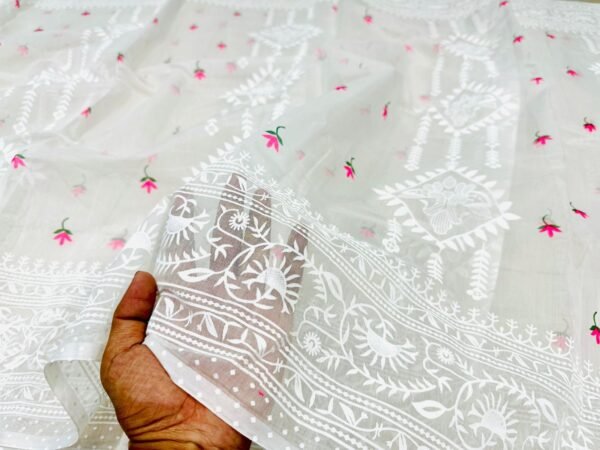 Half-silk saree with elegant block print – light, stylish, perfect for any occasion. (P-3064)